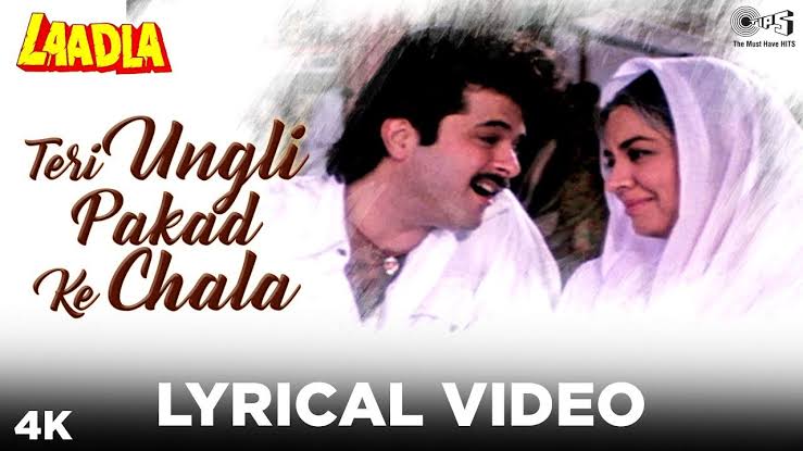 Teri Ungli Pakad Ke Chala Lyrics – Laadla|Udit Narayan